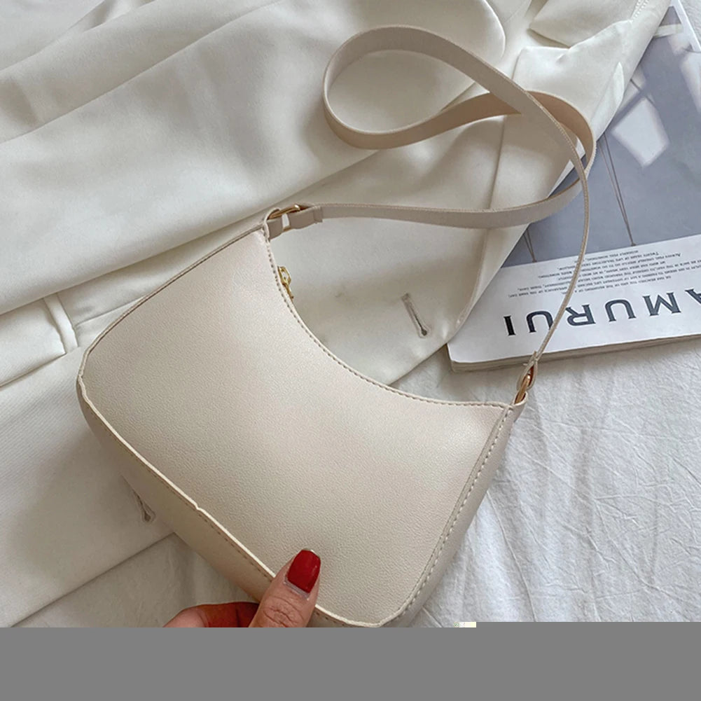 New Women's Fashion Handbags Retro Solid Color PU Leather Shoulder Underarm Bag Casual Women Handbags Designer Bag for Women