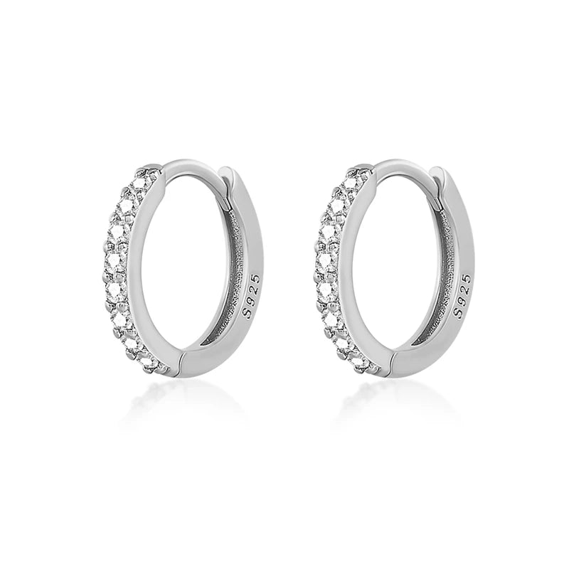 CANNER White Zircon Simple Love Round Earring For Women 925 Sterling Silver Earrings Hoops Pendiente Plata Piercing Gold Jewelry