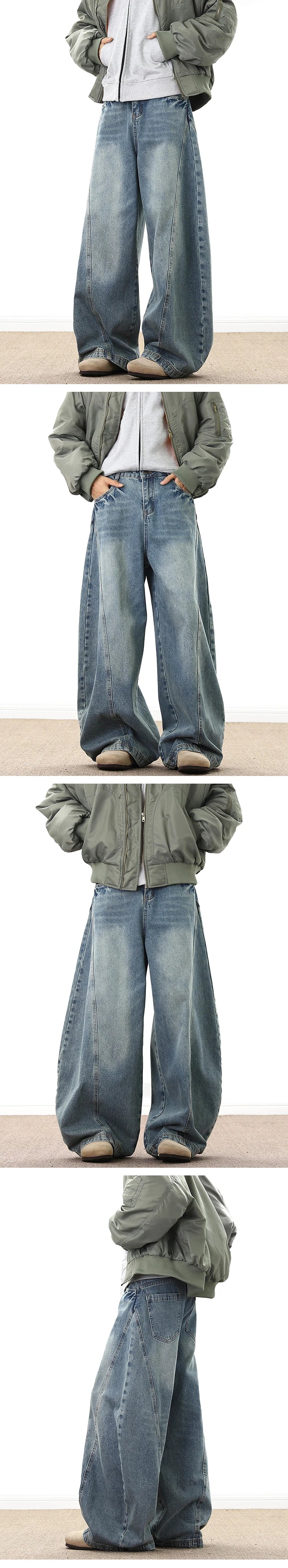 Men 2025 New Trendy Wide Leg Loose Fit Jeans Casual Streetwear Relaxed Baggy Denim Pant Fashion Design Mens Trousers Hot Selling