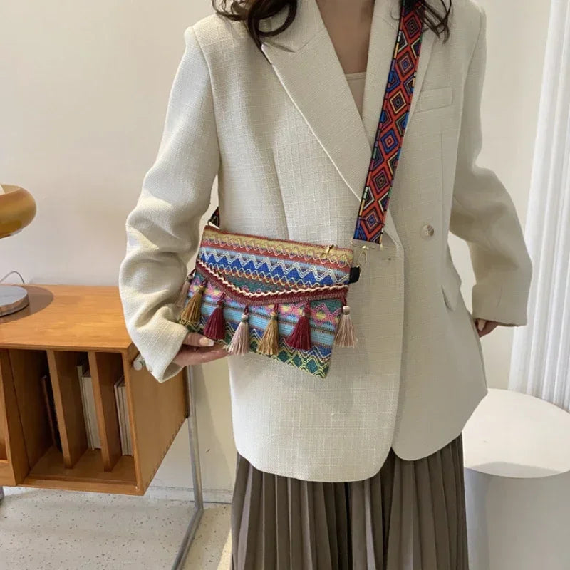 New Vintage Bohemian Fringe Shoulder Bag Women Tassel Boho Hippie Gypsy Fringed Women's Handbags Open Bag Purses and Handbags
