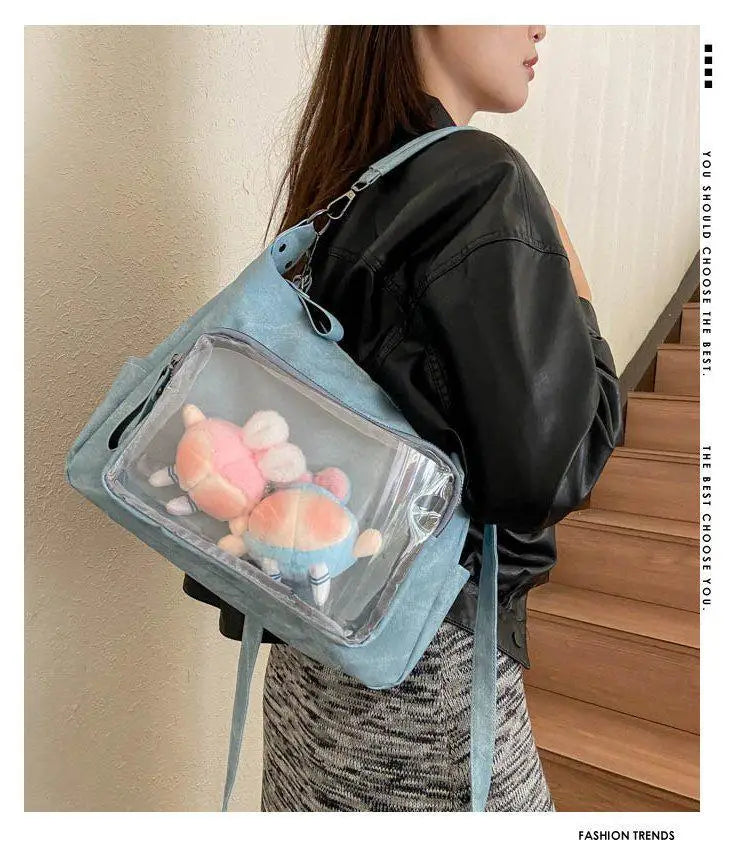 MBTI Casual Ita Bag for Women Fashion Aesthetic Y2k Large Capacity Shoulder Bag Transparent Daily Advanced Harajuku New Handbag