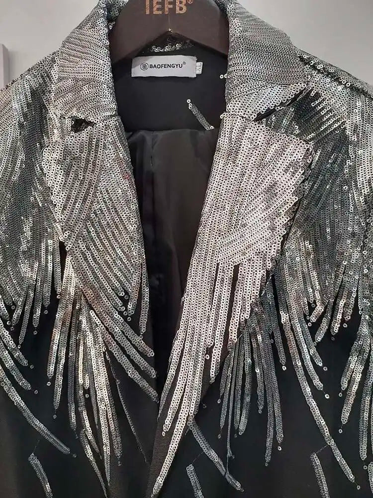 IEFB Embroidery Sequin Trendy Casual Men's Blazer Spring New Fashion Male Jacket Streetwear Suit Coat Personality 9Y9245