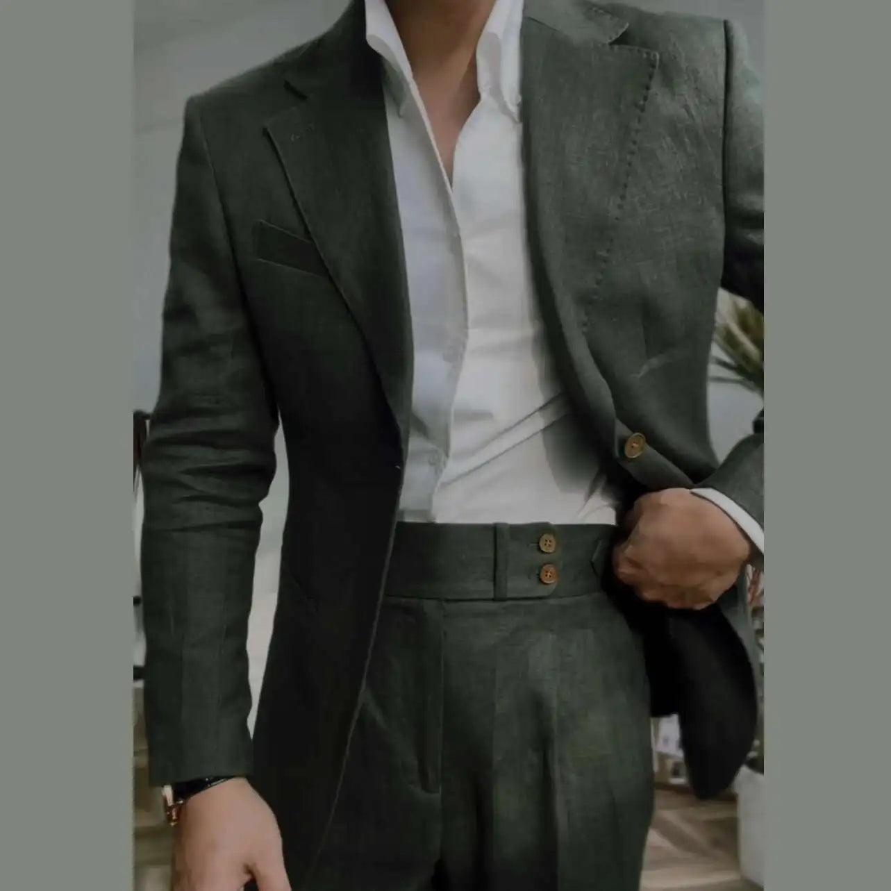 High Quality Linen Blend Business Dress Suit Wedding Suit Men Versatile Casual Office Party Prom Costume Homme Men Tuxedo Suit