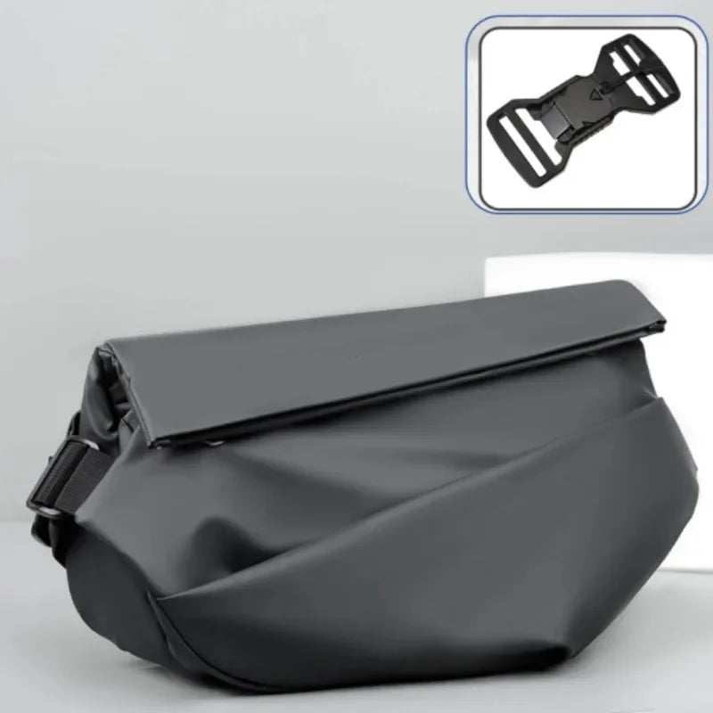 Premium Waterproof Magnetic Buckle Crossbody Bag Personality Fashion Men Messenger Bag Black Minimalist Shoulder Bags Men Bag