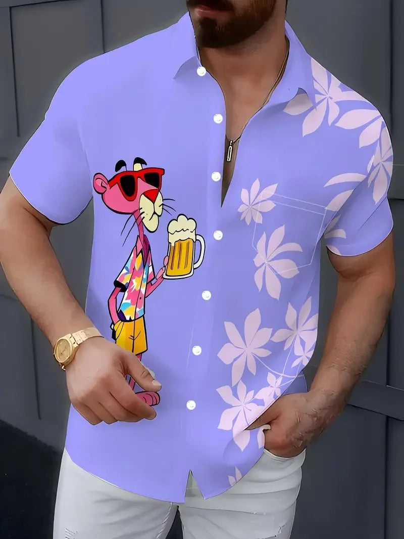 Short-sleeved printed shirt, suitable for both men and women. 3D pattern design. Summer fashion style shirt.