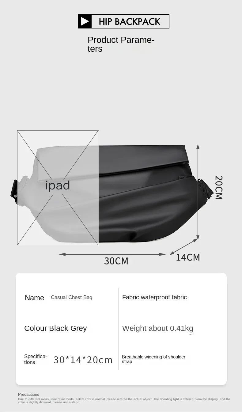 Premium Waterproof Magnetic Buckle Crossbody Bag Personality Fashion Men Messenger Bag Black Minimalist Shoulder Bags Men Bag