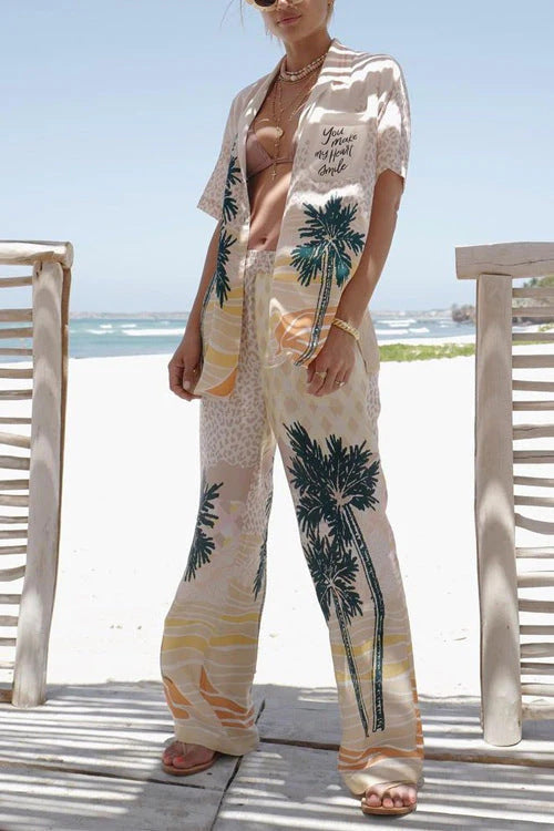 Women's Casual 3D Digital Printing Fashion Shirt And Trousers