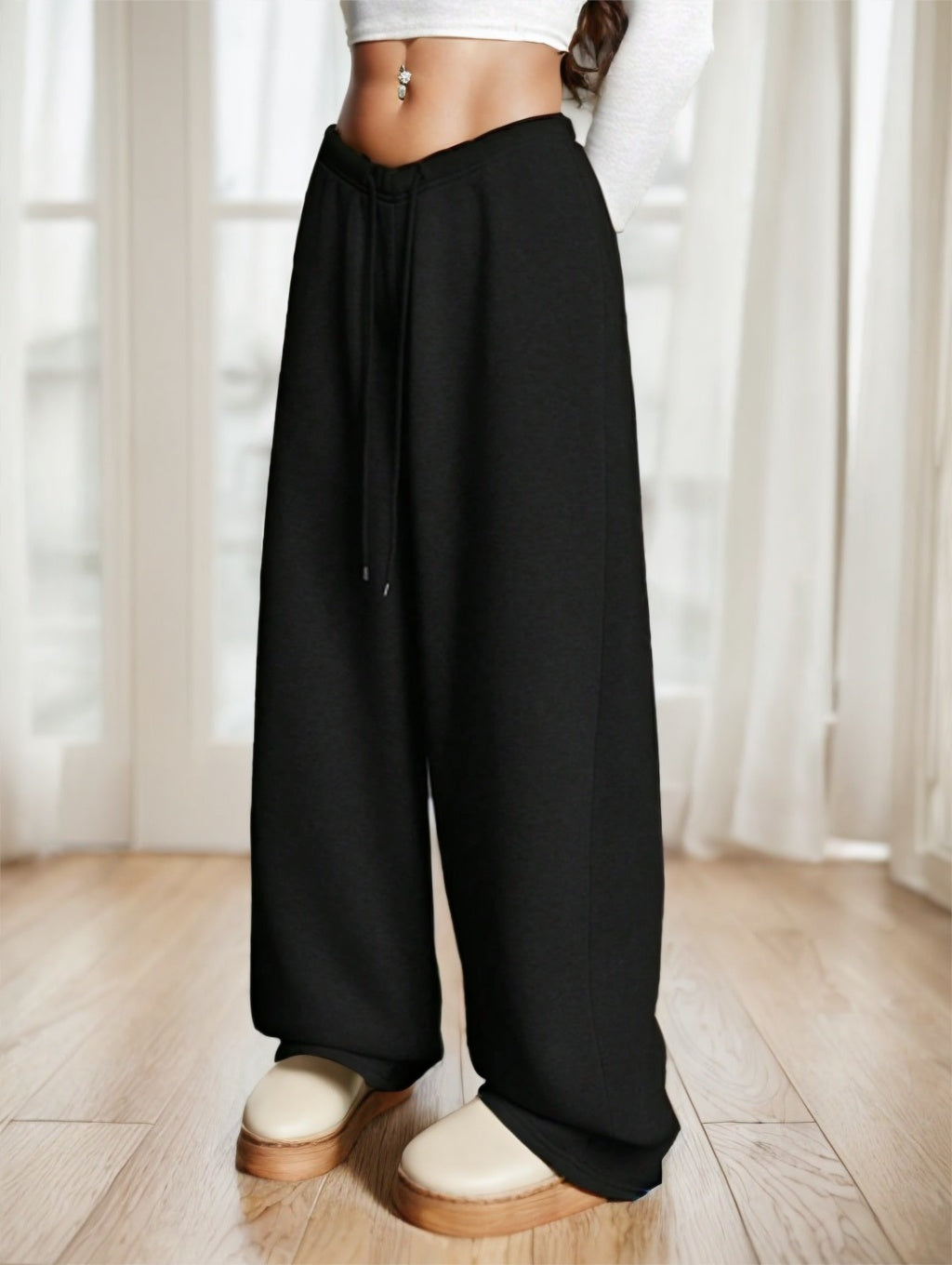 Women's Casual Simple Solid Color Loose Wide Leg Sweatpants