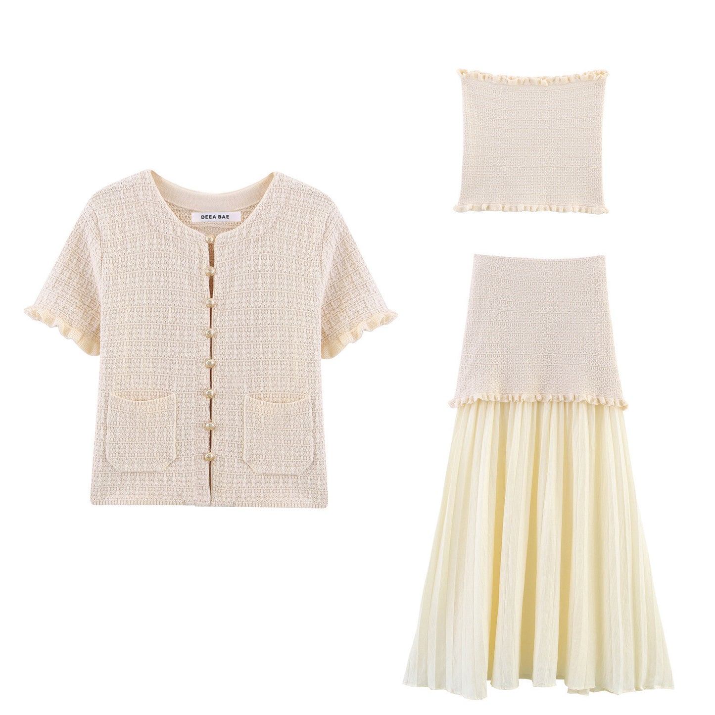 Tank-top Skirt Knitted Cardigan Three-piece Set