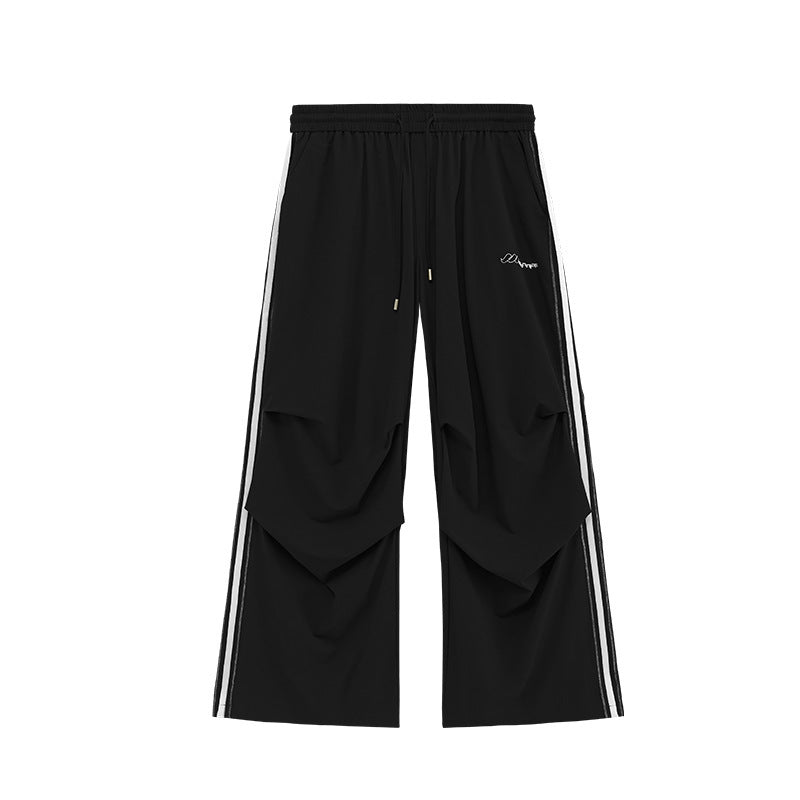 Summer New Bright Line Side Stripe Parachute Wide Leg Pants