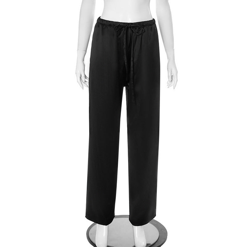Women's Lace-up Wide-leg Trousers