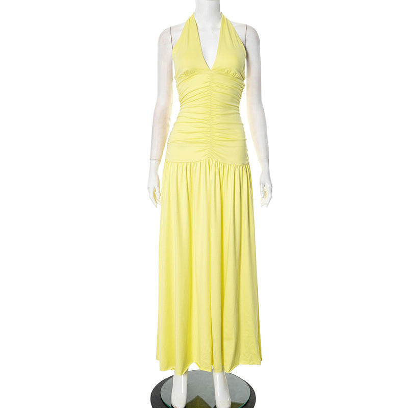 Elegant Halter Long Dress Sexy Slit Dress