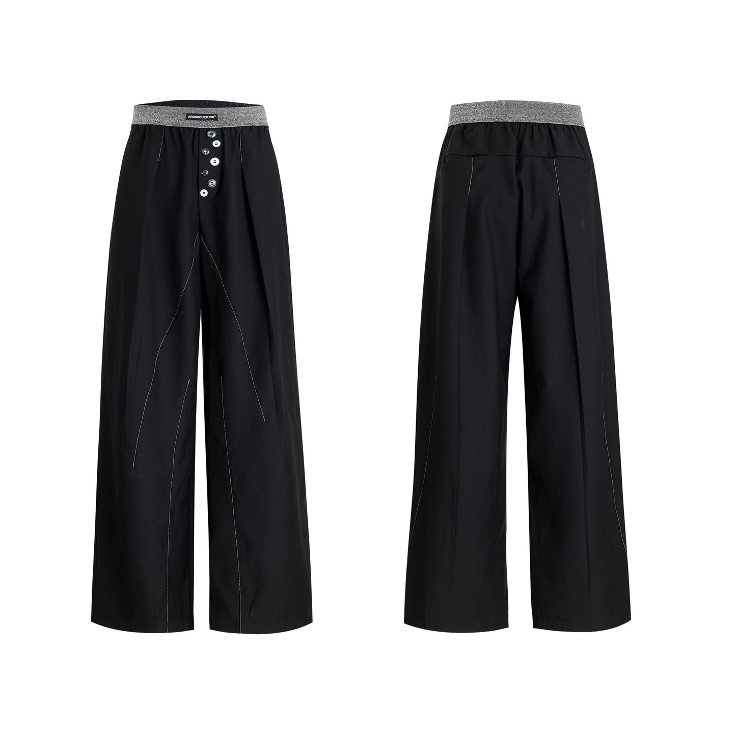 Drooping Straight Suit Pants Button Open Line Design Casual Pants