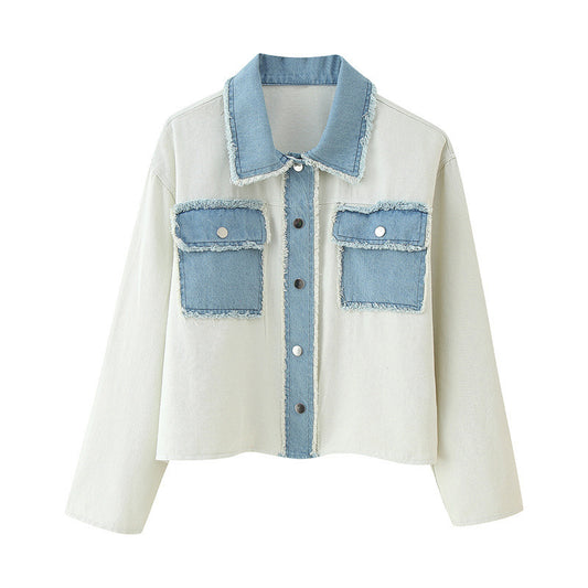 Knitted Stitching Jeans Cardigan Jacket