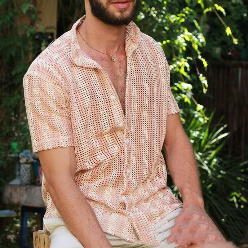 Summer Waffle Cool Men's Shirt Hole