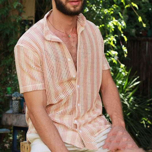 Summer Waffle Cool Men's Shirt Hole