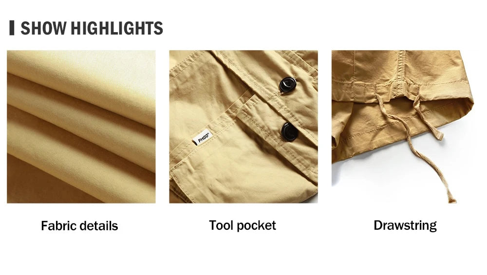 Multi-Pocket Cargo Pants Men's Casual Solid Straight Baggy Wide-leg Cropped Trousers Men Ankle-length Jogger Pants Harem Pants