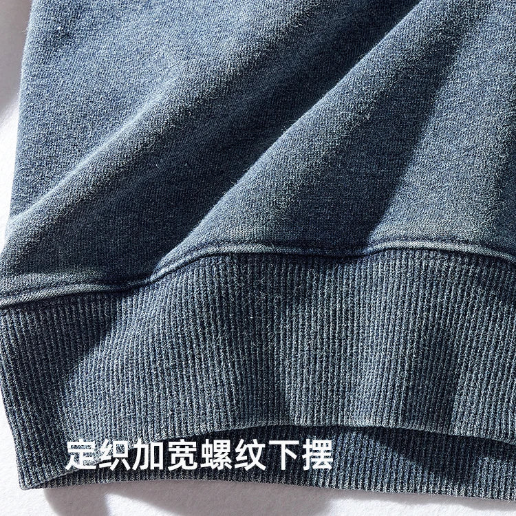 Autumn and Winter New American round Neck Sweater Men 's Washed Long-Sleeved Shirt Knitted Sports Pullover