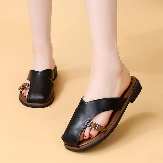 GON22 Women's Casual Woven Roman Shoes in Trendy Colors Summer Outdoor Platform Button Closure