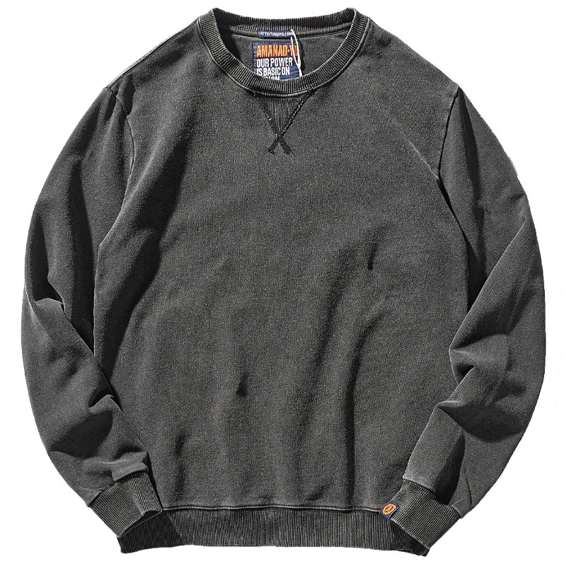 Autumn and Winter New American round Neck Sweater Men 's Washed Long-Sleeved Shirt Knitted Sports Pullover