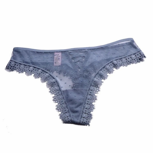 SP&CITY European Bandage Lace Transparent Women's Underwear Sexy Thongs See Trough Hollow Out Panties Mesh Seamless Briefs Tanga