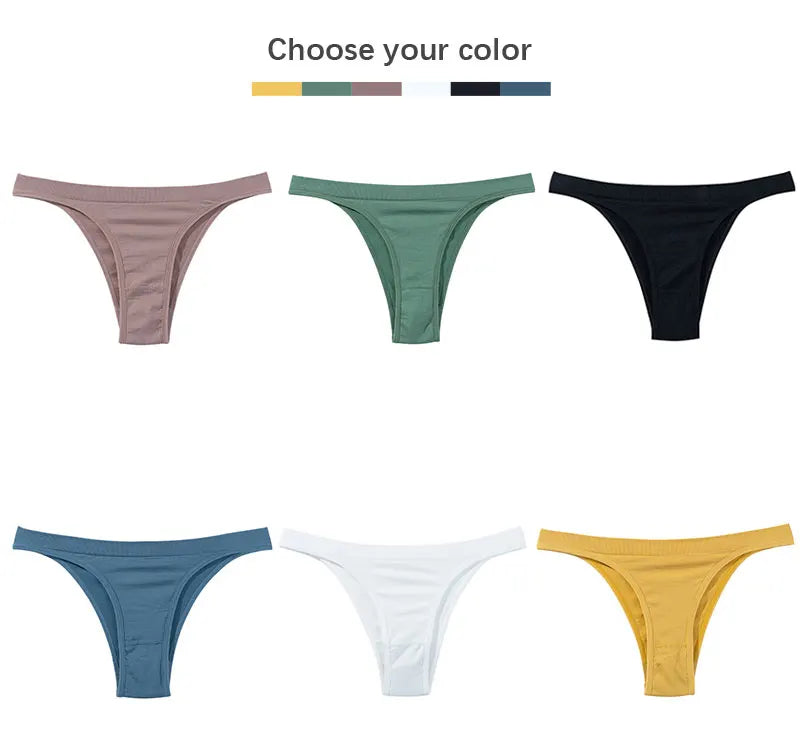 Women's Panties Sexy Underpants Thongs G-String Breathable Solid Color Crotch Lingerie Female Elasticity Underwear Women Briefs