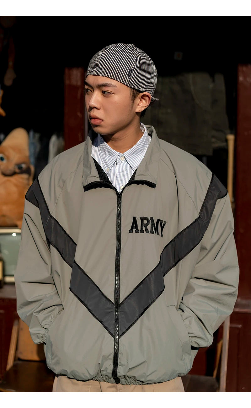 Over sized US Army Improved Physical Fitness Uniform Reflective PT Jacket Windproof Water Resistant Outwear IPFU Training Jacket