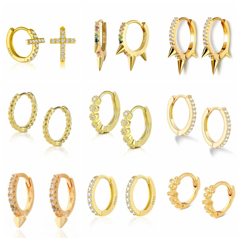 CANNER White Zircon Simple Love Round Earring For Women 925 Sterling Silver Earrings Hoops Pendiente Plata Piercing Gold Jewelry