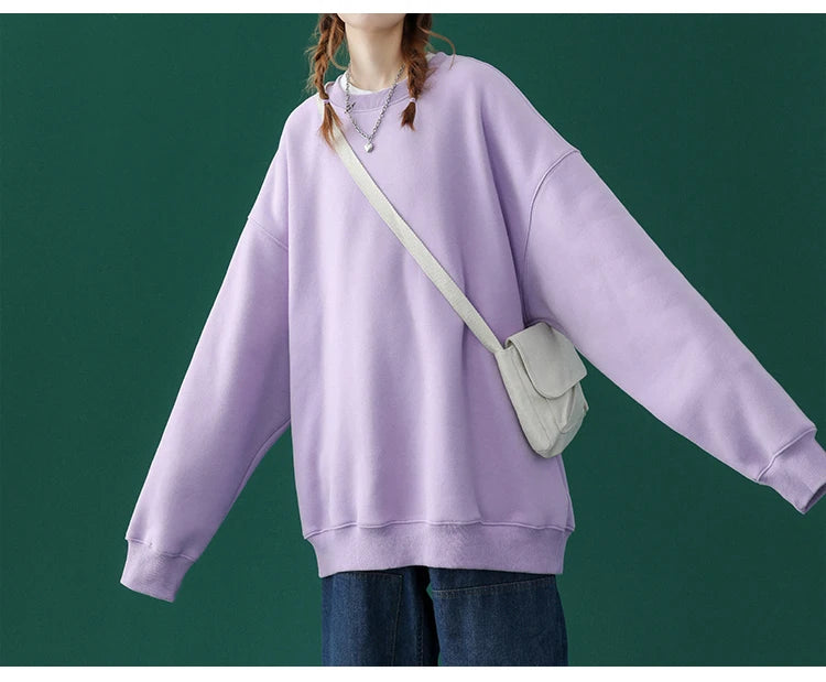 LEGIBLE 2025 Autumn Winter Woman's Hoodies Oversize Female Loose Solid Thicken Fleece Warm Women Sweatshirts Lady