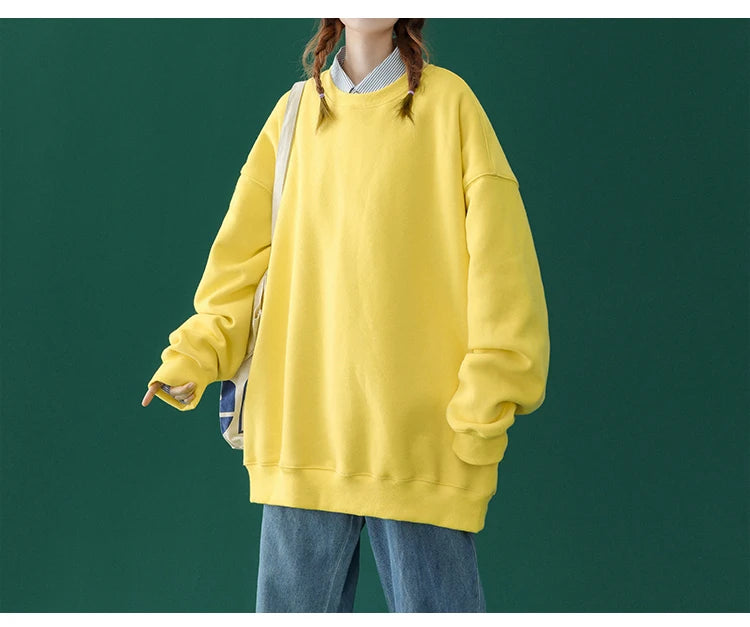 LEGIBLE 2025 Autumn Winter Woman's Hoodies Oversize Female Loose Solid Thicken Fleece Warm Women Sweatshirts Lady