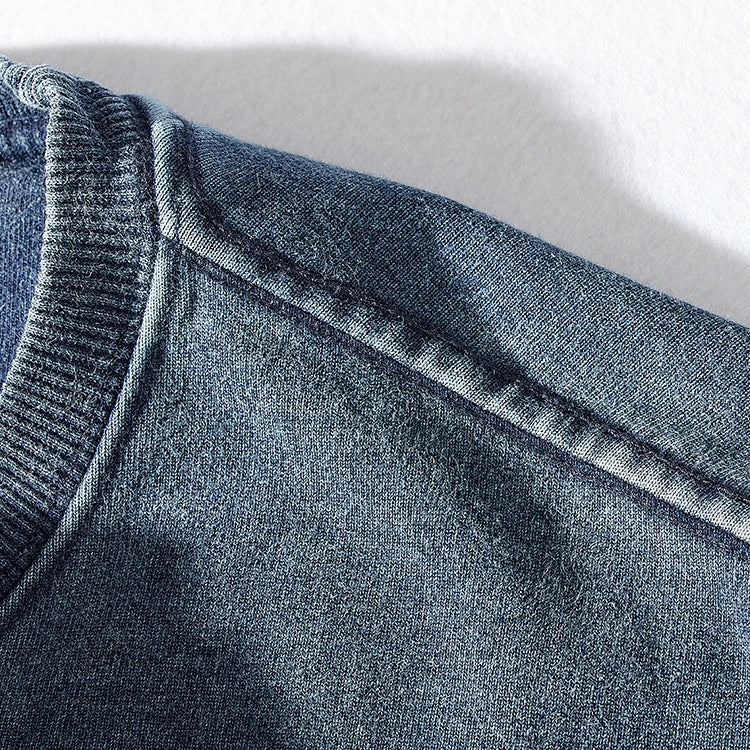 Autumn and Winter New American round Neck Sweater Men 's Washed Long-Sleeved Shirt Knitted Sports Pullover