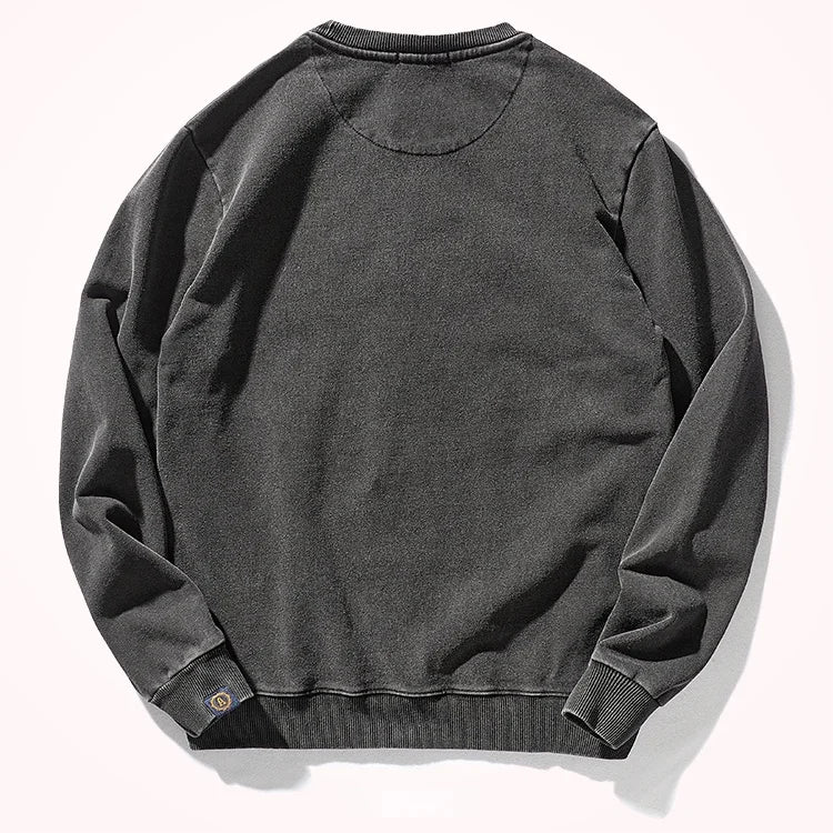Autumn and Winter New American round Neck Sweater Men 's Washed Long-Sleeved Shirt Knitted Sports Pullover
