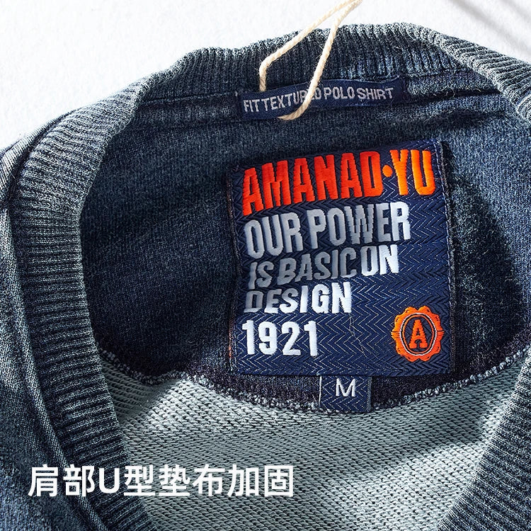 Autumn and Winter New American round Neck Sweater Men 's Washed Long-Sleeved Shirt Knitted Sports Pullover