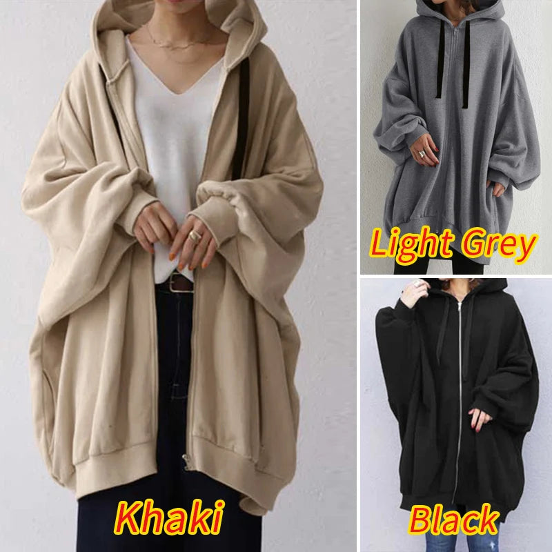 ZANZEA Long Sleeve Korean Style Sweatshirts Hooded Oversize Street Fashion Loose Casual Hoodies Autumn Drawstring Women Outwears