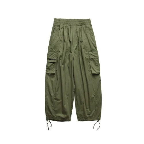 Multi-Pocket Cargo Pants Men's Casual Solid Straight Baggy Wide-leg Cropped Trousers Men Ankle-length Jogger Pants Harem Pants