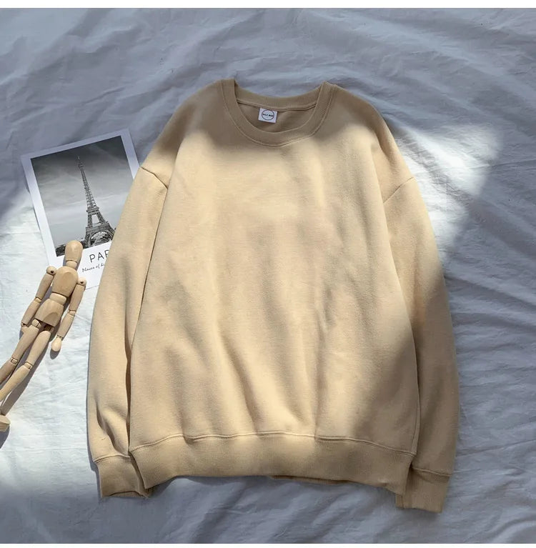 LEGIBLE 2025 Autumn Winter Woman's Hoodies Oversize Female Loose Solid Thicken Fleece Warm Women Sweatshirts Lady
