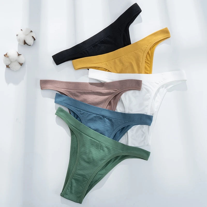 Women's Panties Sexy Underpants Thongs G-String Breathable Solid Color Crotch Lingerie Female Elasticity Underwear Women Briefs