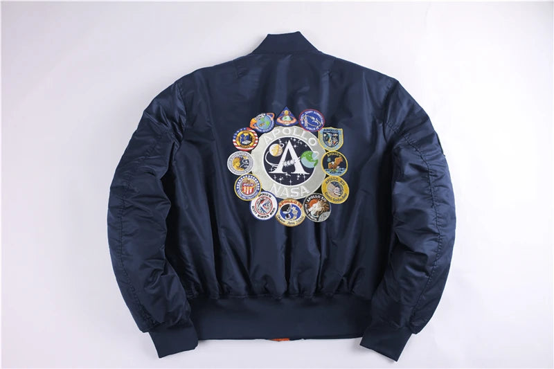 Winter bomber flight jacket vintage MA-1 APOLLO men coat streetwear warm varsity hip hop baseball letterman pilot us air force