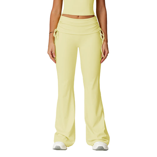 Fold High Waist Flared Pants Nude Feel Wide Leg Slimming Trousers Women