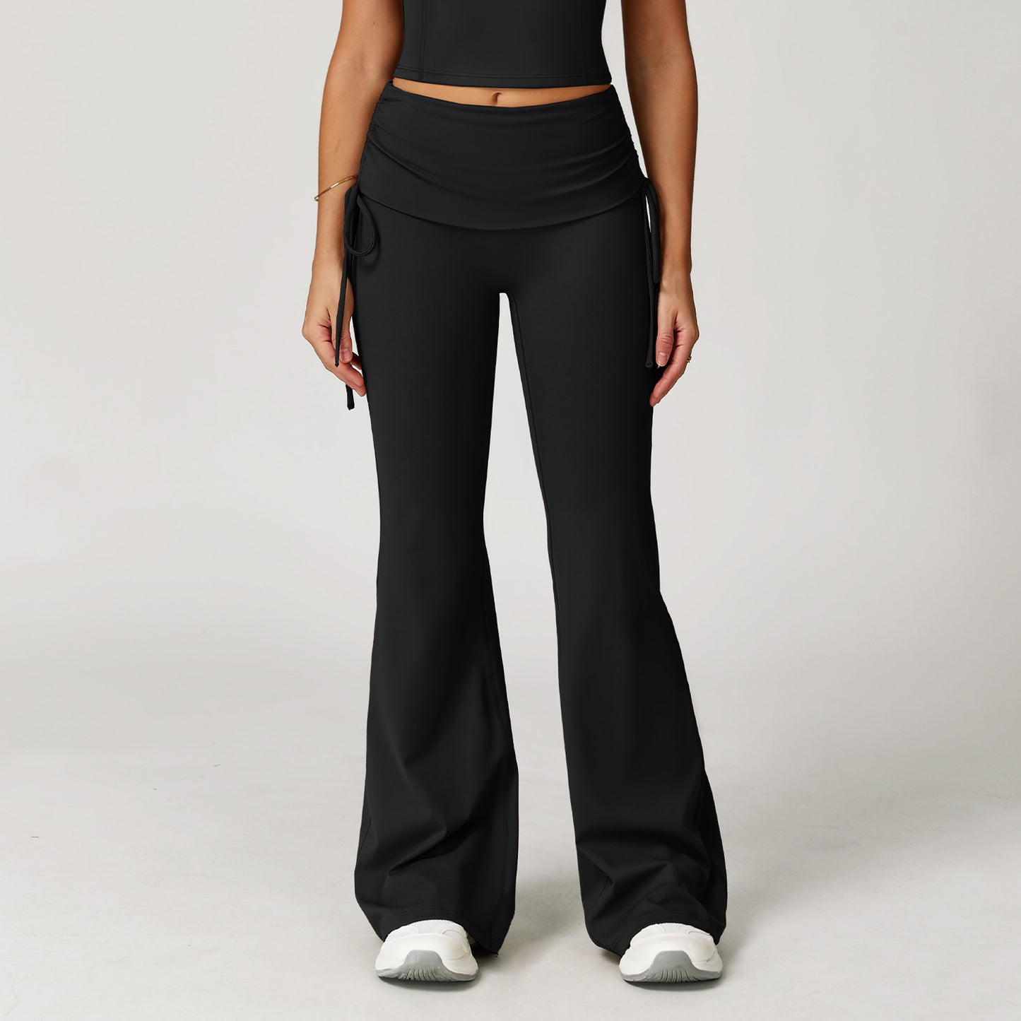 Fold High Waist Flared Pants Nude Feel Wide Leg Slimming Trousers Women