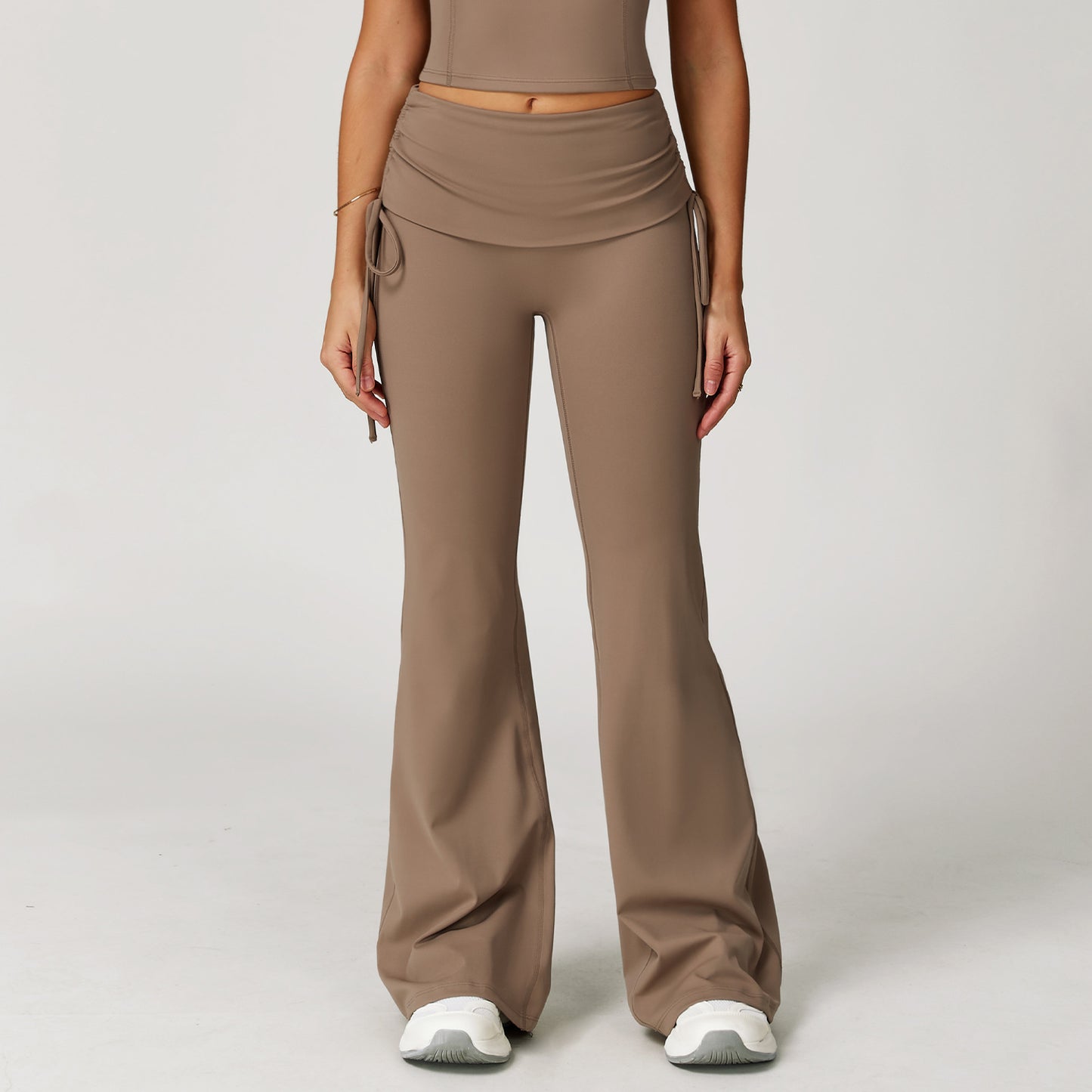 Fold High Waist Flared Pants Nude Feel Wide Leg Slimming Trousers Women