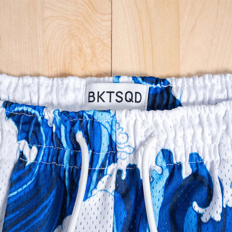 BKTSQD brand man Training sports shorts men's mesh quick drying quarter knee basketball running beach short pants