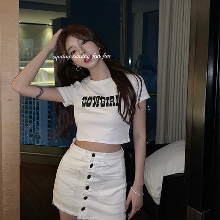 American Retro Hot Girl Short Sleeve Shirt