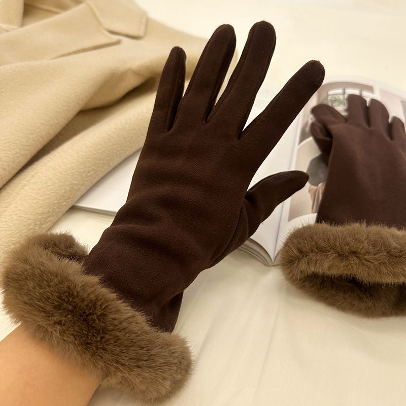 Warm Gloves Autumn And Winter Women's Cycling And Driving Lengthened Dralon