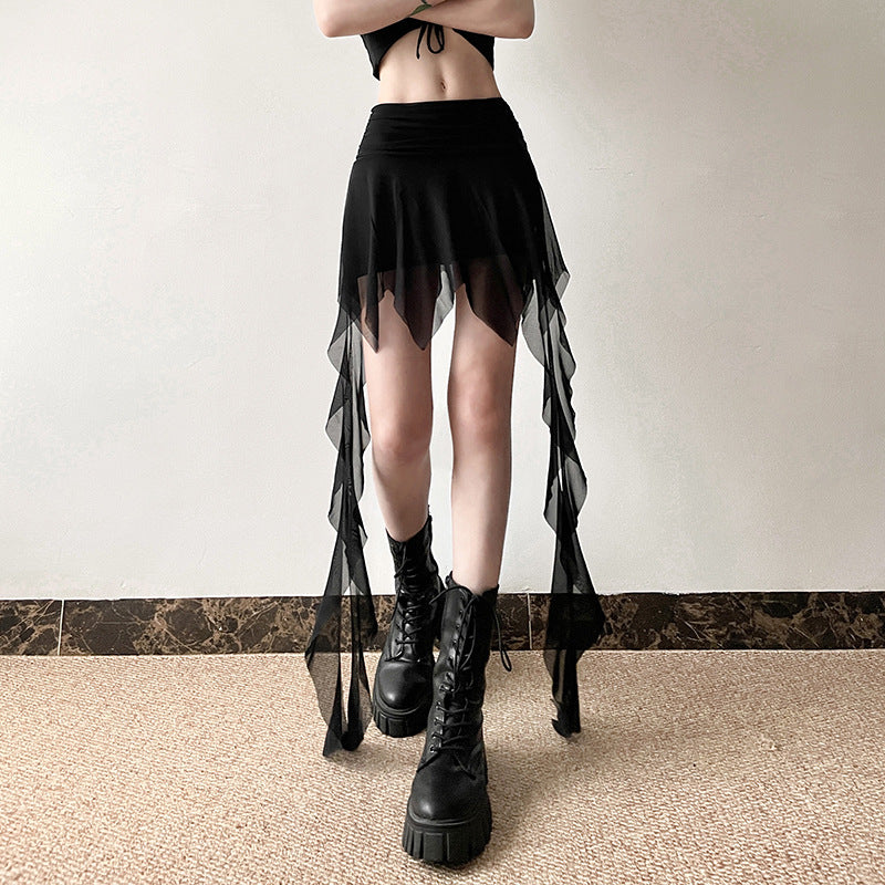 Spring New Solid Color All-match High Street Fashionable Personalized Tight Sexy Hot Cool Women's Tassel Pencil Skirt