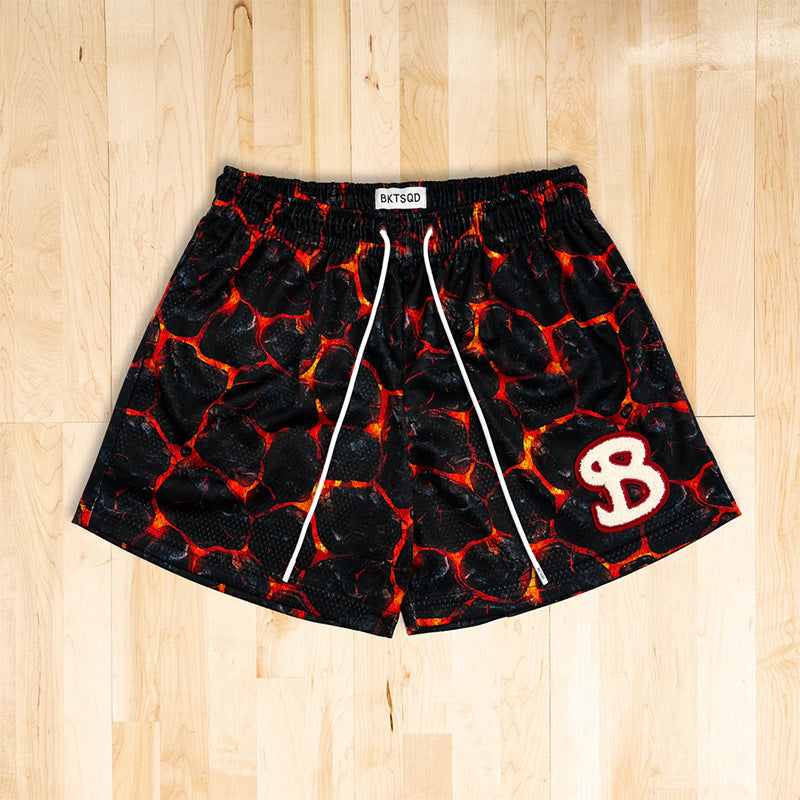 BKTSQD brand man Training sports shorts men's mesh quick drying quarter knee basketball running beach short pants
