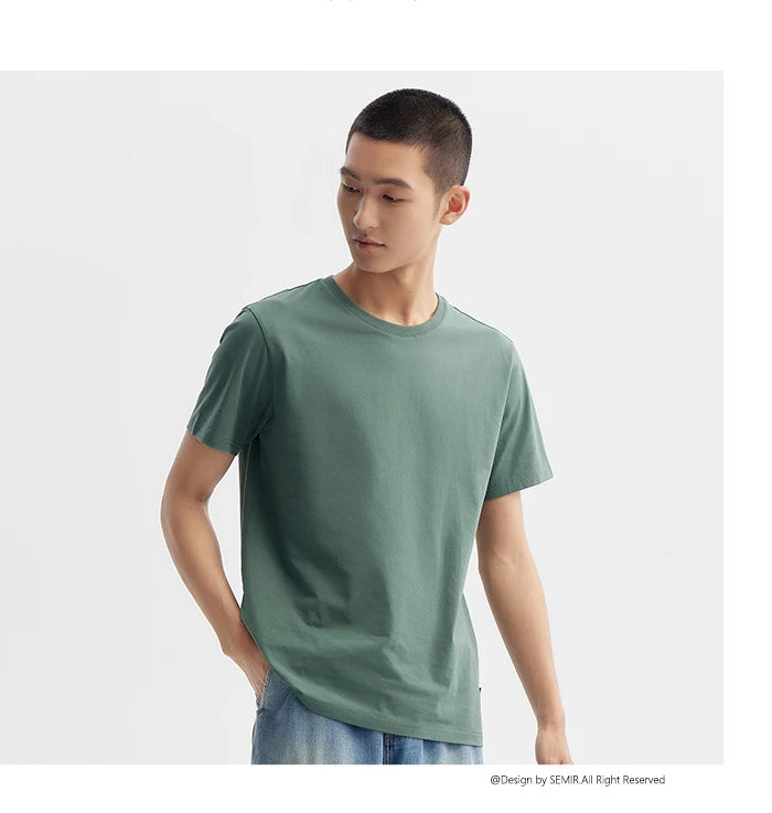 Semir Short Sleeve T-Shirt Men 2024 Summer New Simple Solid Colour Top Slim Pullover Summer Clothing T Shirt