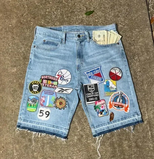 90s American Straight Pants Men and Women Universal Jeans Street Fashion Versatile Shorts Personalized Harajuku Hip hop Clothing