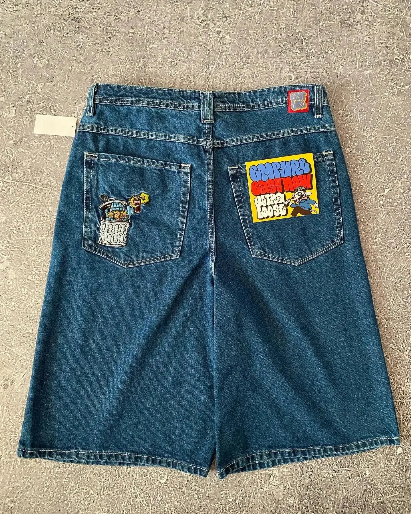 90s American Straight Pants Men and Women Universal Jeans Street Fashion Versatile Shorts Personalized Harajuku Hip hop Clothing
