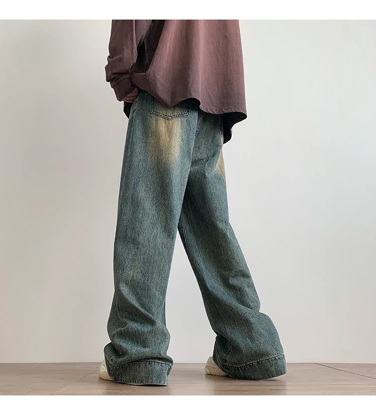 Jeans men Casual Baggy Straight Distressed Vintage Jean Pants Wide-leg Denim Trousers Male Oversize Streetwear Fashion